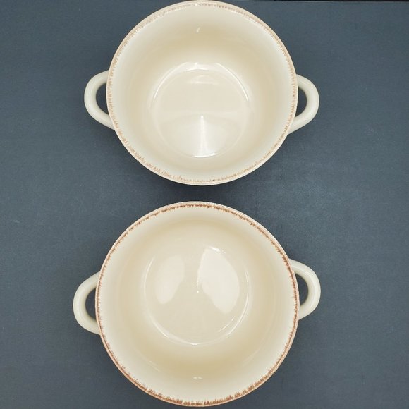 Beige Tan Handled Soup Chowder Chili Bowls - Picture 2 of 6